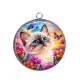 Pendentif Cabochon Argent - Chaton siamois- cabochon verre ou résine, pendentif
