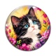 Cabochon Verre - Chaton noir et blanc- cabochon verre ou résine, pendentif