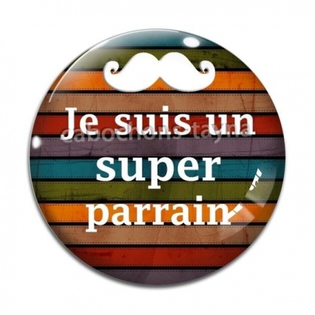 Cabochon Verre - je suis un super parrain- cabochon verre ou résine, pendentif
