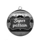Pendentif Cabochon Argent - super parrain- Cabochon verre ou résine, décapsuleur, porte clés