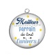 Pendentif Cabochon Argent - meilleur parrain - Cabochon verre ou résine, décapsuleur