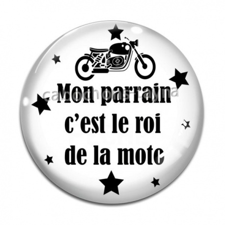 Cabochon Verre - mon parrain c'est le roi de la moto
