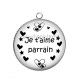Pendentif Cabochon Argent - je t'aime parrain- cabochon verre ou résine, pendentif