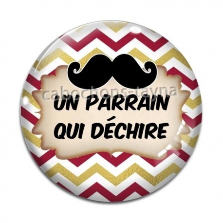 Cabochon Verre - un parrain qui déchire- cabochon verre ou résine, pendentif