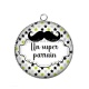 Pendentif Cabochon Argent - un super parrain- Cabochon verre ou résine, pendentif