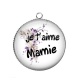 Pendentif Cabochon Argent - je t'aime mamie