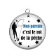 Pendentif Cabochon Argent - mon parrain c'est le roi de la pêche
