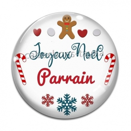 Cabochon Verre - joyeux noël parrain
