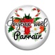 Cabochon Verre - joyeux noël parrain- cabochon verre ou résine, pendentif