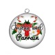 Pendentif Cabochon Argent - joyeux noël parrain- cabochon verre ou résine, pendentif