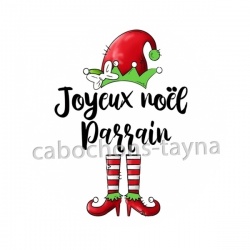 joyeux noël parrain- cabochon verre ou résine, pendentif