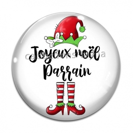 Cabochon Verre - joyeux noël parrain- cabochon verre ou résine, pendentif
