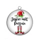 Pendentif Cabochon Argent - joyeux noël parrain- cabochon verre ou résine, pendentif