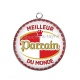 Pendentif Cabochon Argent - meilleur parrain du monde- cabochon verre ou résine, décapsuleur