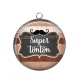 Pendentif Cabochon Argent - super tonton- cabochon verre ou résine,pendentif