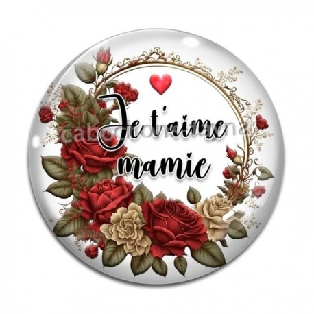 Cabochon Verre - je t'aime mamie