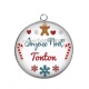 Pendentif Cabochon Argent - joyeux noel tonton