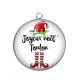 Pendentif Cabochon Argent -  joyeux noel tonton