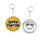 Porte clés décapsuleur - super tonton- cabochon verre ou résine,pendentif