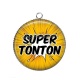 Pendentif Cabochon Argent - super tonton- cabochon verre ou résine,pendentif