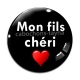 Cabochon Verre - mon fils chéri- - cabochon verre ou résine, pendentif