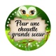 une chouette grande soeur-  cabochon verre ou résine- pendentif