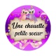 une chouette petite soeur- cabochon verre ou résine- magnet