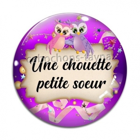 Cabochon Verre - une chouette petite soeur- cabochon verre ou résine- magnet