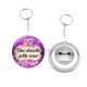 Porte clés décapsuleur - une chouette petite soeur- cabochon verre ou résine- magnet
