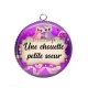 Pendentif Cabochon Argent - une chouette petite soeur- cabochon verre ou résine- magnet