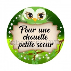 une chouette petite soeur- cabochon verre ou résine