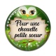 Cabochon Résine - une chouette petite soeur- cabochon verre ou résine-