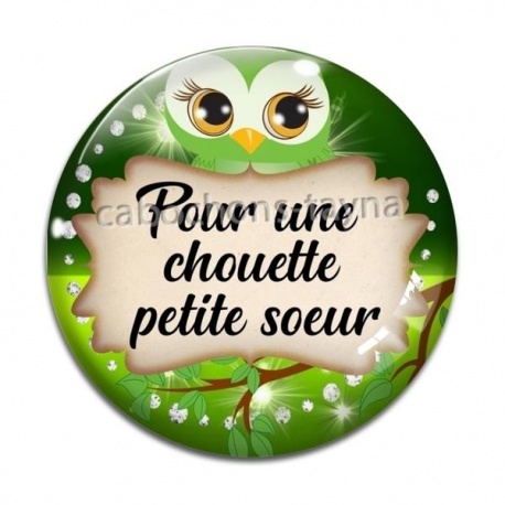 Cabochon Verre - une chouette petite soeur- cabochon verre ou résine-