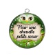 Pendentif Cabochon Argent - une chouette petite soeur- cabochon verre ou résine-