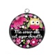 Pendentif Cabochon Argent - ma soeur elle est super chouette- cabochon verre ou résine