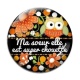 Cabochon Verre - ma soeur elle est super chouette- cabochon verre ou résine- pendentif