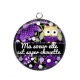 Pendentif Cabochon Argent - ma soeur elle est super chouette- cabochon verre ou résine