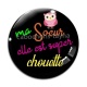 Cabochon Verre - ma soeur elle est super chouette- cabochon verre ou résine- pendentif