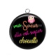 Pendentif Cabochon Argent - ma soeur elle est super chouette- cabochon verre ou résine- pendentif