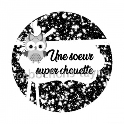 une soeur super chouette- cabochon verre ou résine- pendentif
