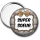 Miroir de poche - super soeur- cabochon verre ou résine- pendentif