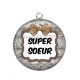 Pendentif Cabochon Argent - super soeur- cabochon verre ou résine- pendentif