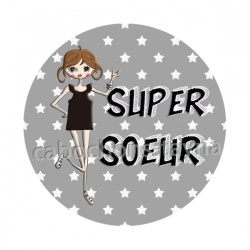 super soeur- cabochon verre ou résine- miroir
