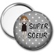 Miroir de poche - super soeur- cabochon verre ou résine- miroir