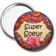 Miroir de poche - super soeur- cabochon verre ou résine- miroir