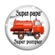 Cabochon Verre - super papa super pompier
