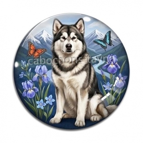 Cabochon Verre - loup-cabochon verre ou résine, pendentif