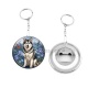 Porte clés décapsuleur - loup-cabochon verre ou résine, pendentif