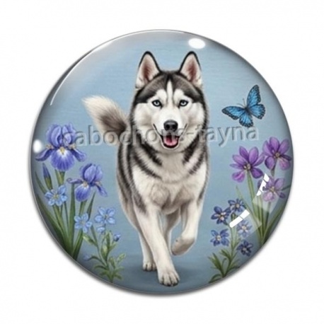 Cabochon Verre - loup- verre ou résine, pendentif- porte clés