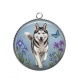 Pendentif Cabochon Argent - loup- verre ou résine, pendentif- porte clés